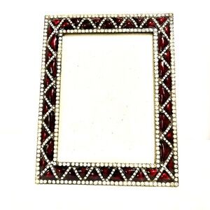 Red Enameled Rhinestones Diamond Quilted, 5x7 photo Photo Frame